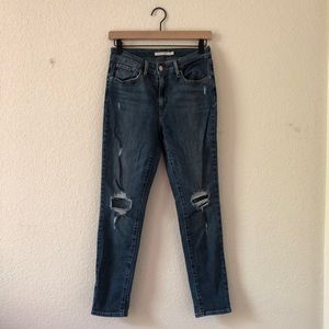 Levi's Distressed 721 High Rise Skinny Jeans